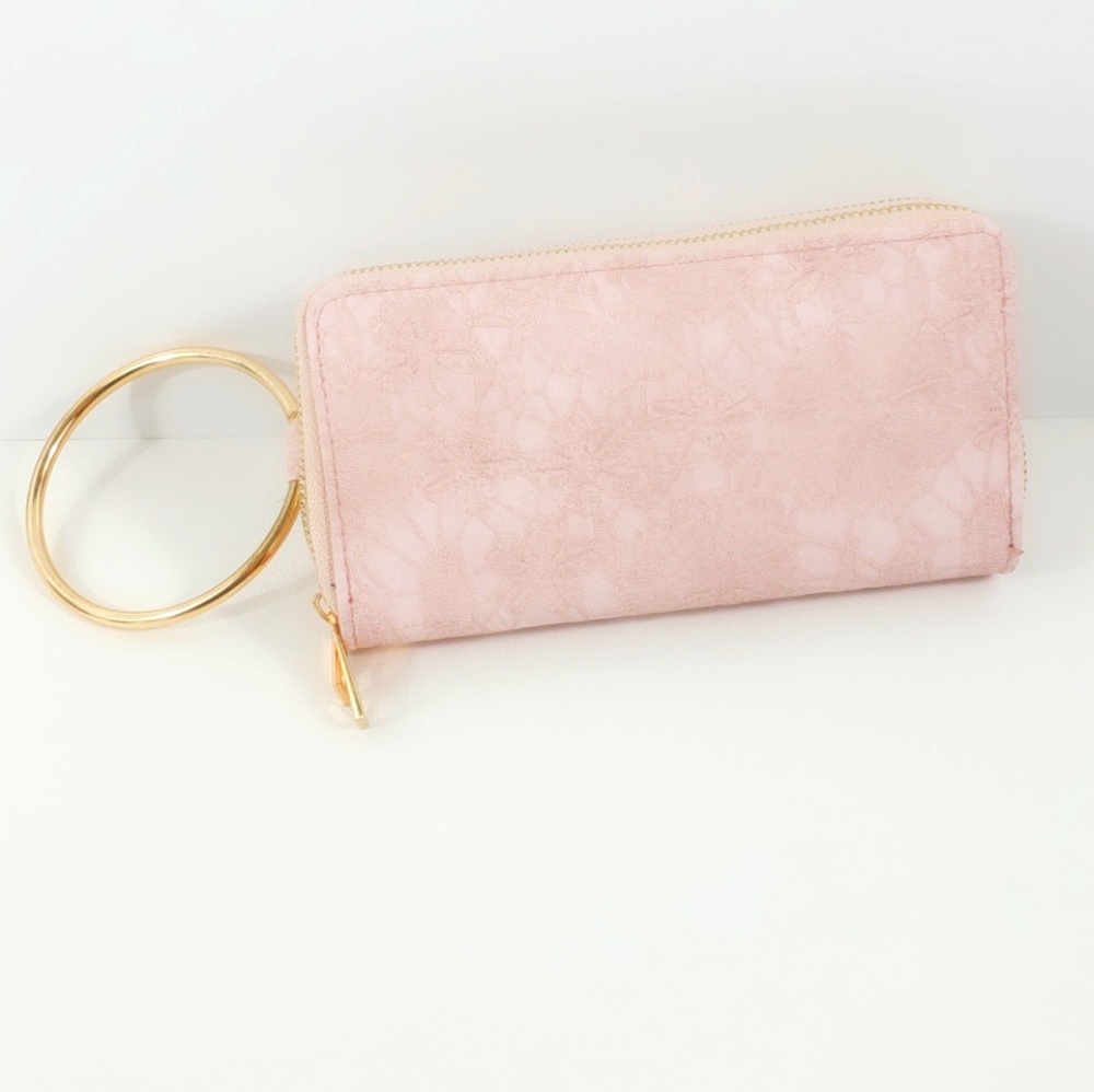 Women's Bangle Wallet Pink Zippered Pockets